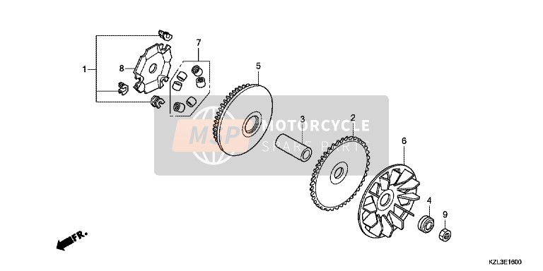 22123KVBT00, Insieme Rullo Peso, Honda, 0